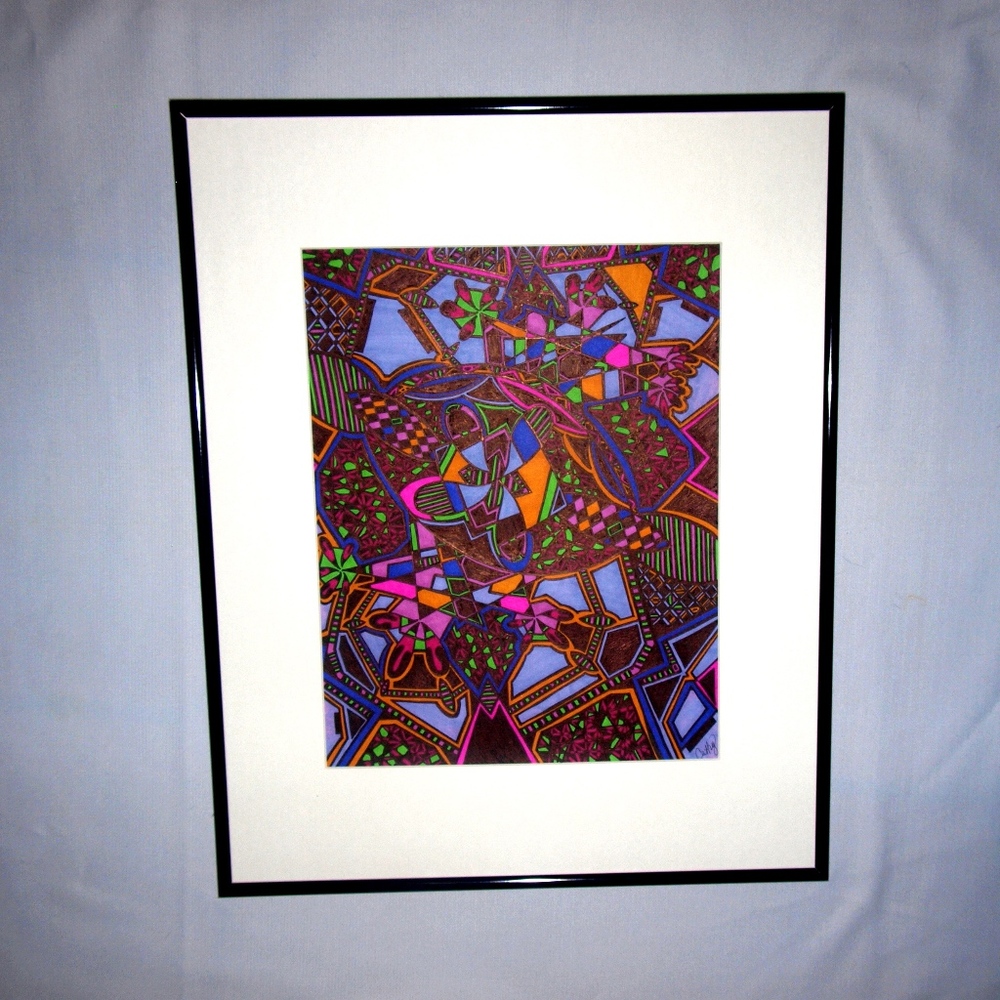 Original Fine Art "Purple Lite" by Cathy Framed